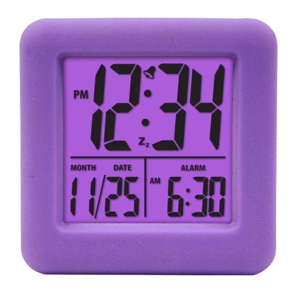 LCD Cube Alarm Clock Purple - Picture 2 of 3